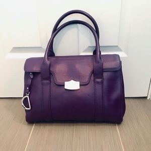 RLL Ralph Lauren Purple Saffiano Leather Satchel Bag - Signature Clasp